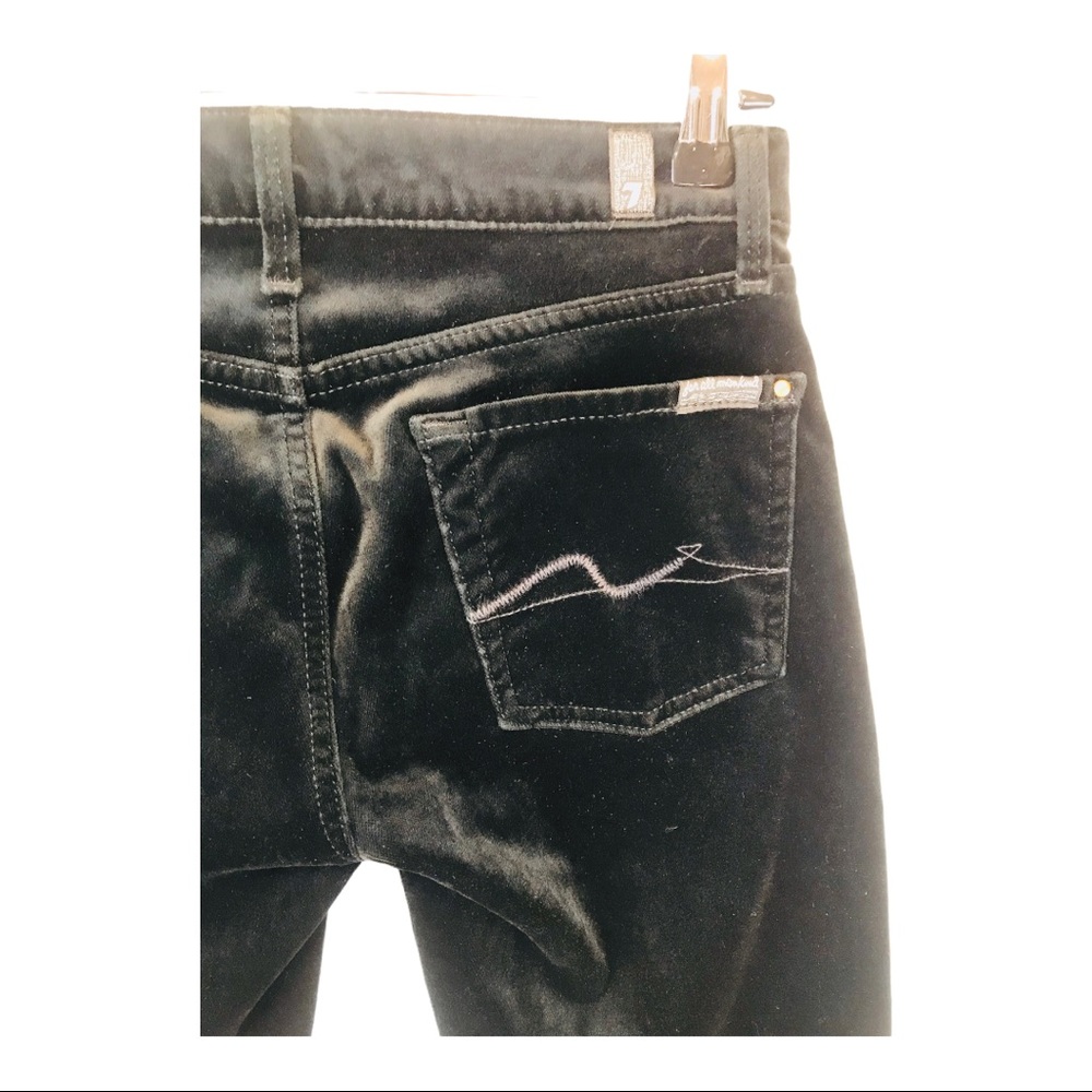 7 For All Mankind Velour Straight Leg Pants 7Fam Black Velvet Ankle Womens 25 - Picture 6 of 14
